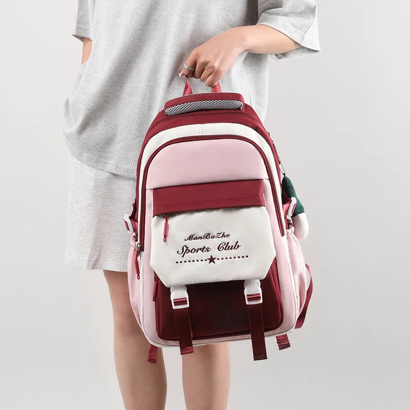 Fashion Korean Style Women Backpacks Preppy Multi Pockets Honeycomb Girl Students School Bags Teenager ShoulderBags