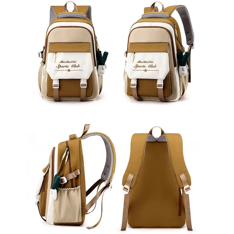 Fashion Korean Style Women Backpacks Preppy Multi Pockets Honeycomb Girl Students School Bags Teenager ShoulderBags