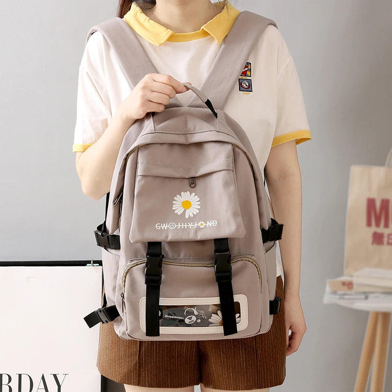 Fashion Korean Style Women Backpacks Student Girls Shoulder Bags Teenager Waterproof Flowers HandBags