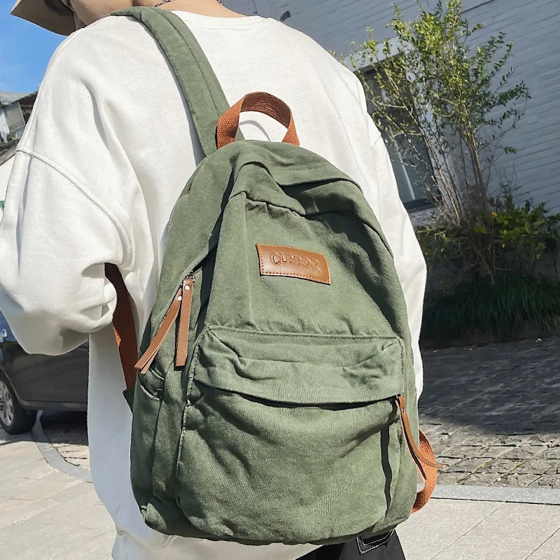 Fashion Ladies Canvas School Backpack Trendy Cool Boy Girl Travel Student Bag Male Female College Backpack Men Women Laptop Bags
