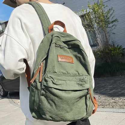 Fashion Ladies Canvas School Backpack Trendy Cool Boy Girl Travel Student Bag Male Female College Backpack Men Women Laptop Bags