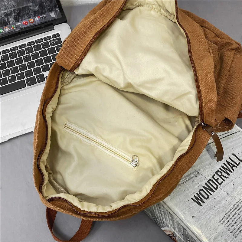 Fashion Ladies Canvas School Backpack Trendy Cool Boy Girl Travel Student Bag Male Female College Backpack Men Women Laptop Bags