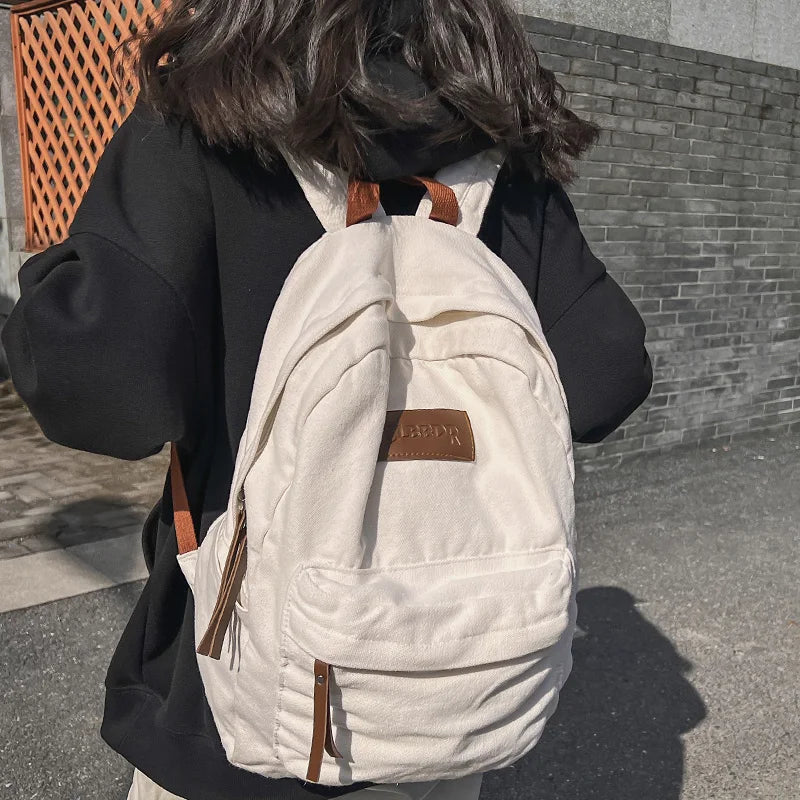 Fashion Ladies Canvas School Backpack Trendy Cool Boy Girl Travel Student Bag Male Female College Backpack Men Women Laptop Bags