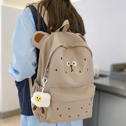 Fashion Ladies Cute Cartoon Pictures College Backpack Girl Trendy Embroidery Kawaii Bag Female Laptop Backpack Women Travel Bags