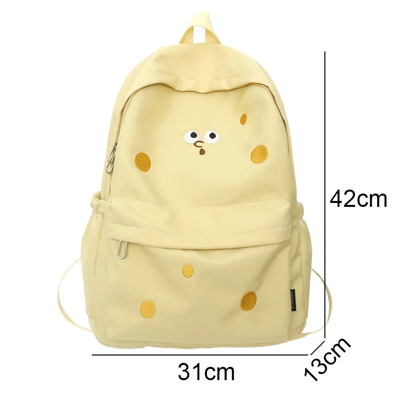 Fashion Ladies Cute Cartoon Pictures College Backpack Girl Trendy Embroidery Kawaii Bag Female Laptop Backpack Women Travel Bags