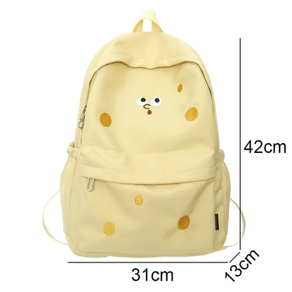 Fashion Ladies Cute Cartoon Pictures College Backpack Girl Trendy Embroidery Kawaii Bag Female Laptop Backpack Women Travel Bags