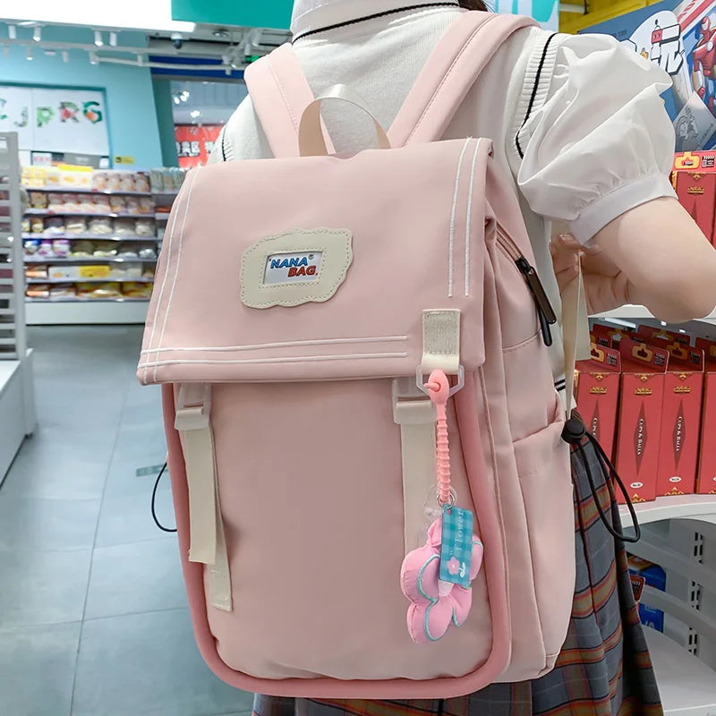 Fashion Ladies Kawaii Purple Travel Book Bag Women Laptop Teen Leisure Girl College Backpack Trendy Female Cute Nylon School Bag