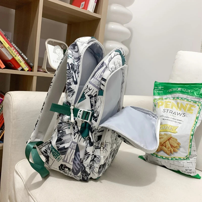 Fashion Ladies Leisure Printing Pattern Backpack Cute Women Laptop Book Bag Girl Travel School Bag Female College Backpack Nylon