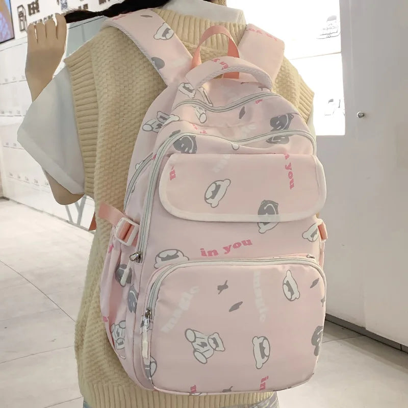 Fashion Ladies Leisure Printing Pattern Backpack Cute Women Laptop Book Bag Girl Travel School Bag Female College Backpack Nylon