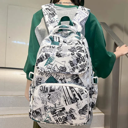 Fashion Ladies Leisure Printing Pattern Backpack Cute Women Laptop Book Bag Girl Travel School Bag Female College Backpack Nylon