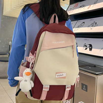 Fashion Lady Badge Kawaii College Backpack Girl Travel Trendy Nylon Book School Bag Women Cute Laptop Female Leisure Student Bag
