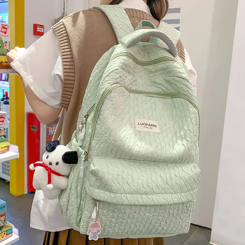 Fashion Lady Cute Pink Laptop Female Travel Book Bag Trendy Cool Women New College Student Backpack Girl Kawaii Nylon School Bag