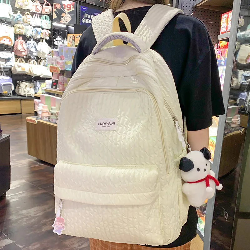 Fashion Lady Cute Pink Laptop Female Travel Book Bag Trendy Cool Women New College Student Backpack Girl Kawaii Nylon School Bag