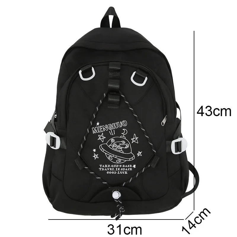 Fashion Lady Travel Embroidery Book Bag Trendy Female Cute Nylon Backpack Women Laptop School Bag Girl College Backpacks Leisure