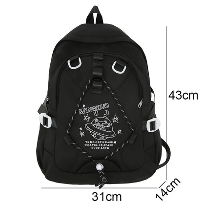 Fashion Lady Travel Embroidery Book Bag Trendy Female Cute Nylon Backpack Women Laptop School Bag Girl College Backpacks Leisure