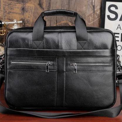 Fashion Laptop Briefcase Men Genuine Leather Handbags Casual 15.6 inch Pad Daily Working Tote Bag Male bag for documents