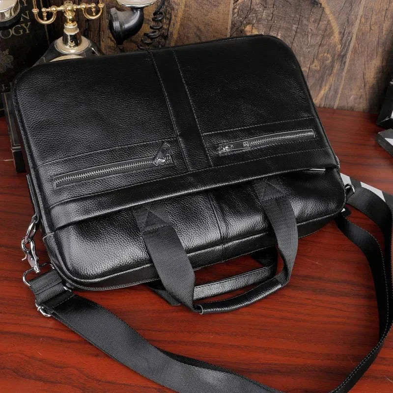 Fashion Laptop Briefcase Men Genuine Leather Handbags Casual 15.6 inch Pad Daily Working Tote Bag Male bag for documents