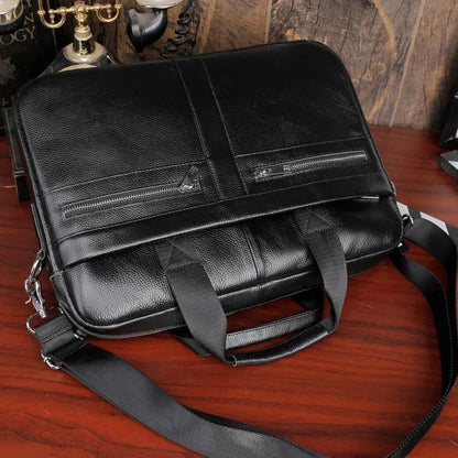 Fashion Laptop Briefcase Men Genuine Leather Handbags Casual 15.6 inch Pad Daily Working Tote Bag Male bag for documents