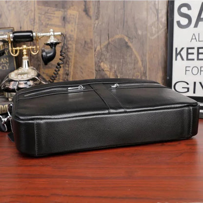 Fashion Laptop Briefcase Men Genuine Leather Handbags Casual 15.6 inch Pad Daily Working Tote Bag Male bag for documents