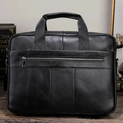 Fashion Laptop Briefcase Men Genuine Leather Handbags Casual 15.6 inch Pad Daily Working Tote Bag Male bag for documents