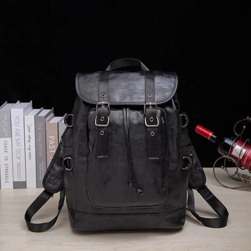 Fashion Large Capacity Men Outdoor Travel Trendy Leather Student School Bag Casual Male Laptop Backpack