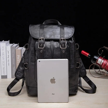 Fashion Large Capacity Men Outdoor Travel Trendy Leather Student School Bag Casual Male Laptop Backpack
