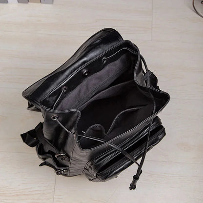 Fashion Large Capacity Men Outdoor Travel Trendy Leather Student School Bag Casual Male Laptop Backpack