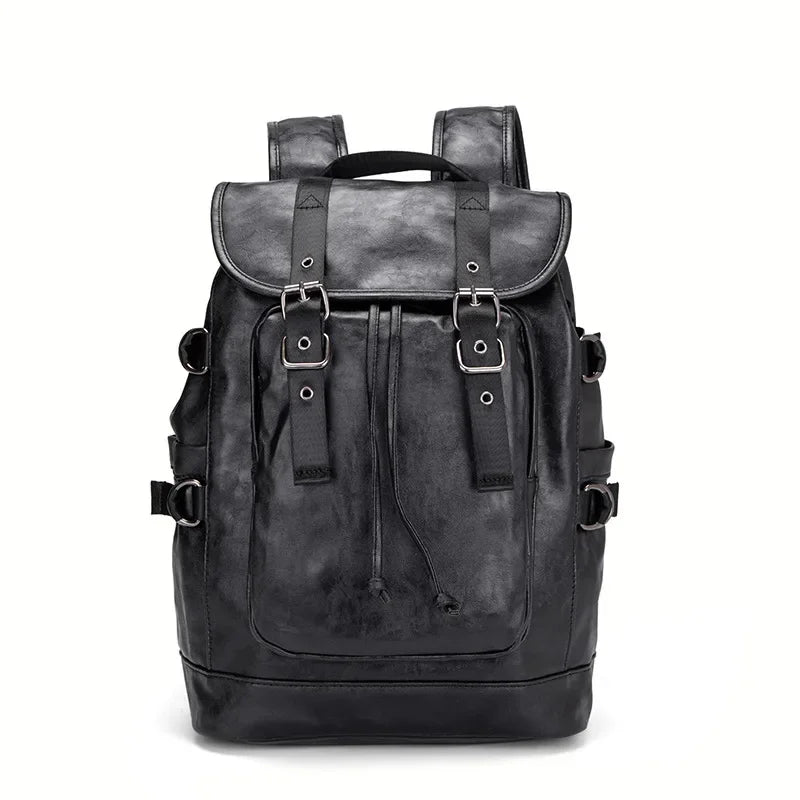 Fashion Large Capacity Men Outdoor Travel Trendy Leather Student School Bag Casual Male Laptop Backpack