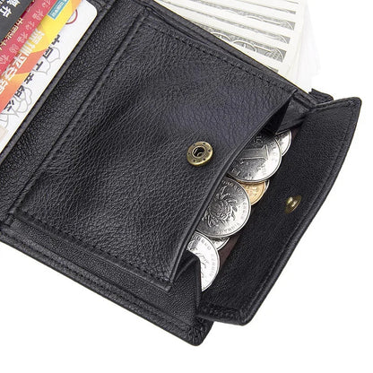 Fashion Leather Men RFID Functional Coin Purse Slim Short Pocket Wallet Real Cowskin For Man crhistmas gift