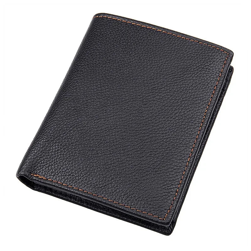 Fashion Leather Men RFID Functional Coin Purse Slim Short Pocket Wallet Real Cowskin For Man crhistmas gift