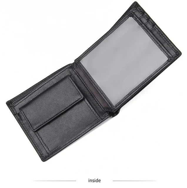 Fashion Leather Men RFID Functional Coin Purse Slim Short Pocket Wallet Real Cowskin For Man crhistmas gift