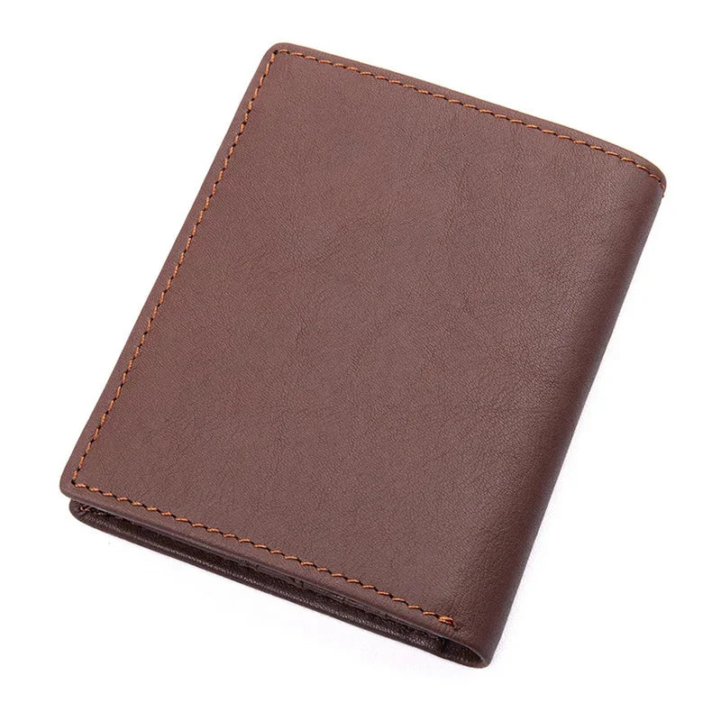 Fashion Leather Men RFID Functional Coin Purse Slim Short Pocket Wallet Real Cowskin For Man crhistmas gift