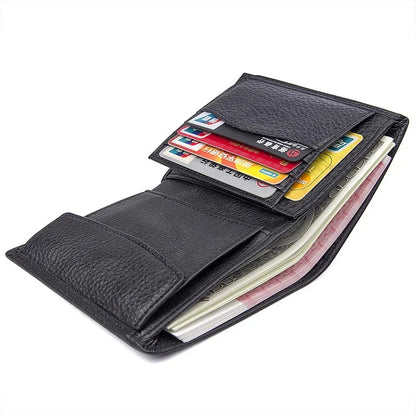 Fashion Leather Men RFID Functional Coin Purse Slim Short Pocket Wallet Real Cowskin For Man crhistmas gift