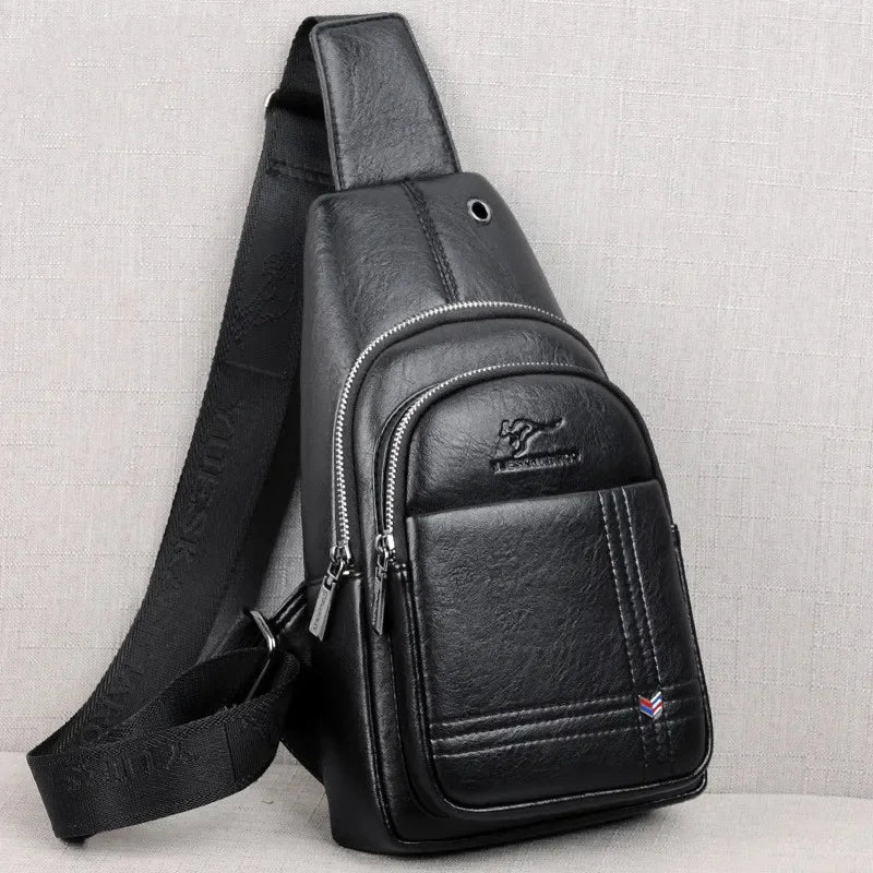 Fashion Leather Men's Chest Casual Business Messenger Outdoor Man Crossbody Large Capacity Sling Bag