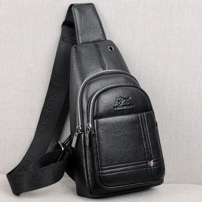 Fashion Leather Men's Chest Casual Business Messenger Outdoor Man Crossbody Large Capacity Sling Bag