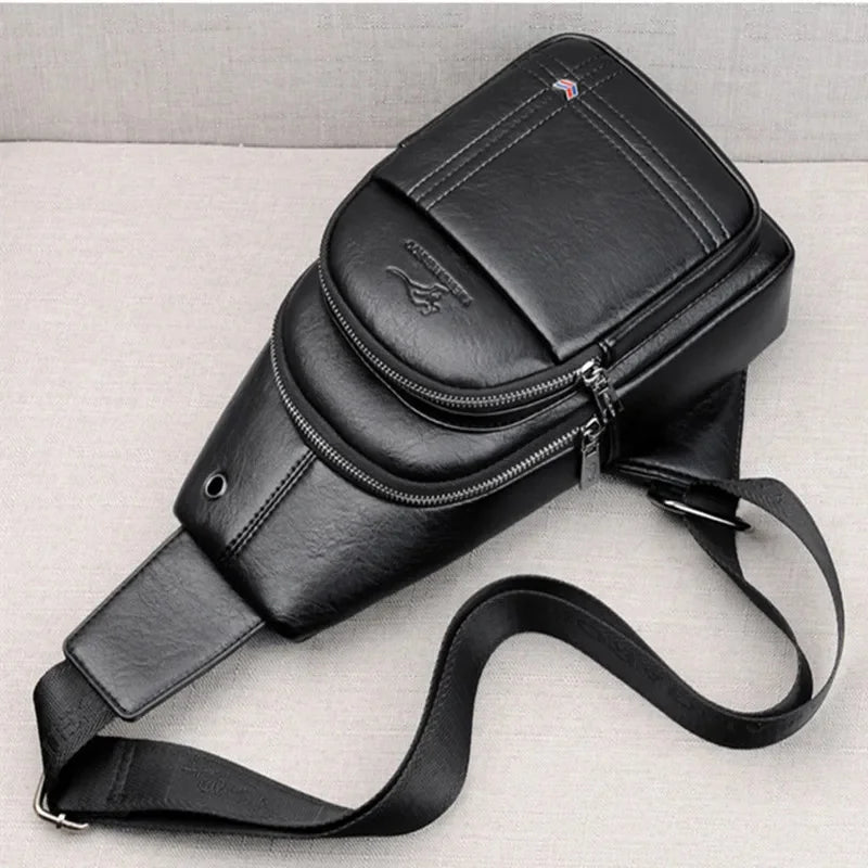 Fashion Leather Men's Chest Casual Business Messenger Outdoor Man Crossbody Large Capacity Sling Bag