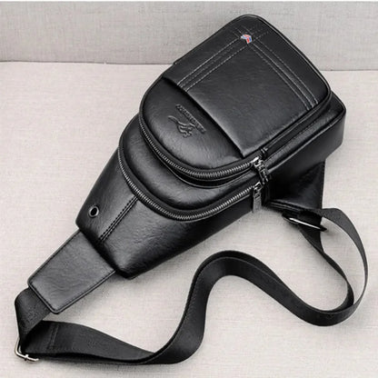 Fashion Leather Men's Chest Casual Business Messenger Outdoor Man Crossbody Large Capacity Sling Bag