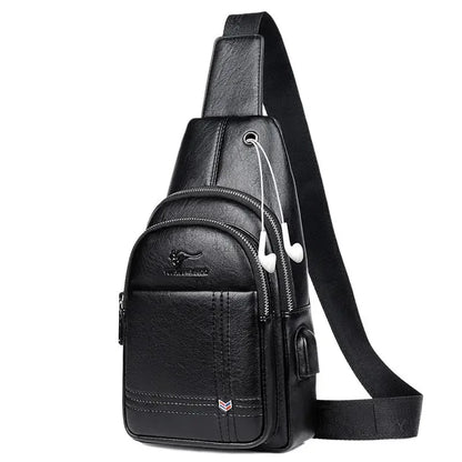 Fashion Leather Men's Chest Casual Business Messenger Outdoor Man Crossbody Large Capacity Sling Bag