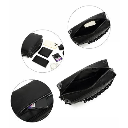 Fashion Leather Men's Shoulder Box Trend Chain Male Crossbody Messenger Large Capacity Small Square Bag