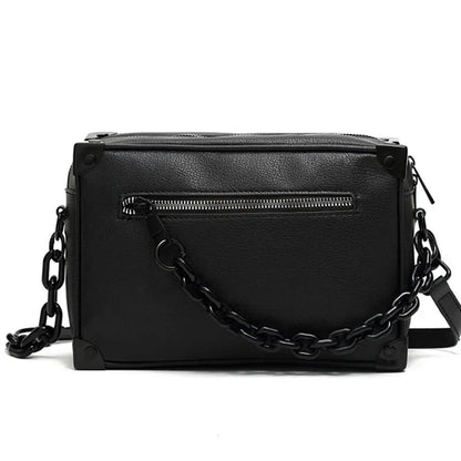 Fashion Leather Men's Shoulder Box Trend Chain Male Crossbody Messenger Large Capacity Small Square Bag