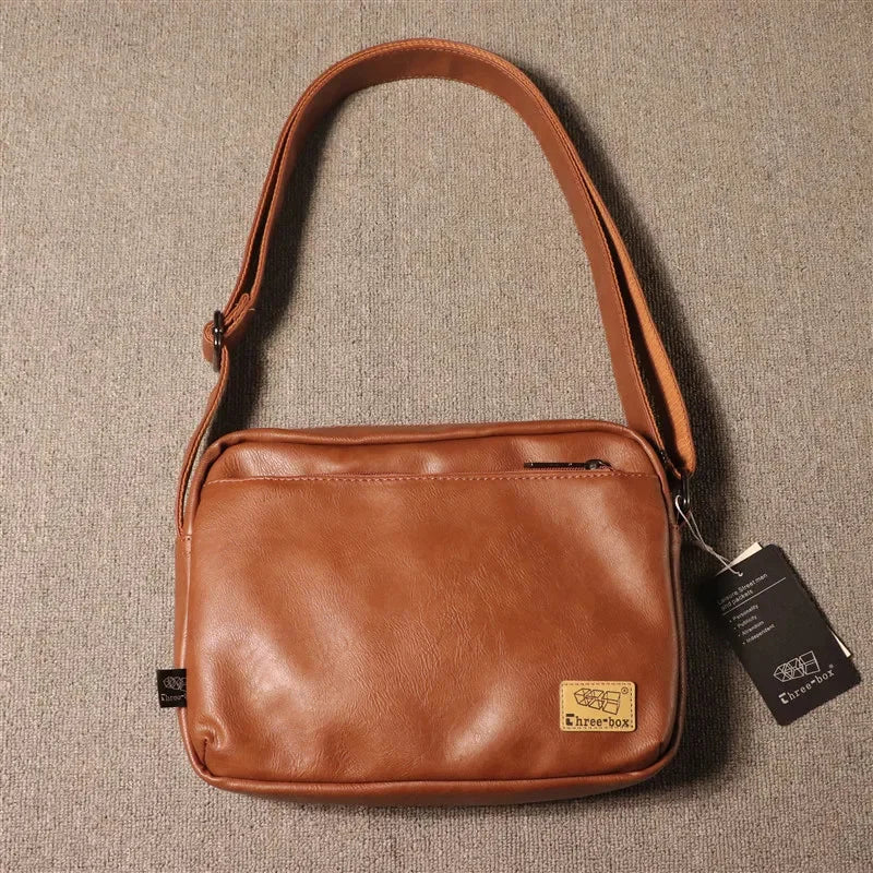 Fashion Leather Men's Shoulder Korean Style Male Crossbody Large Capacity Messenger iPad Bag Casual Man Handbag