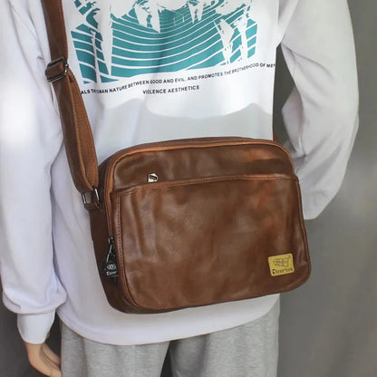Fashion Leather Men's Shoulder Korean Style Male Crossbody Large Capacity Messenger iPad Bag Casual Man Handbag