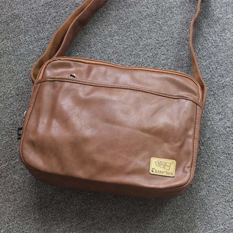 Fashion Leather Men's Shoulder Korean Style Male Crossbody Large Capacity Messenger iPad Bag Casual Man Handbag