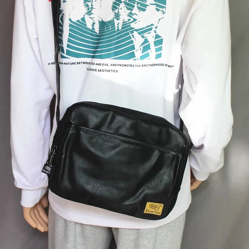 Fashion Leather Men's Shoulder Korean Style Male Crossbody Large Capacity Messenger iPad Bag Casual Man Handbag