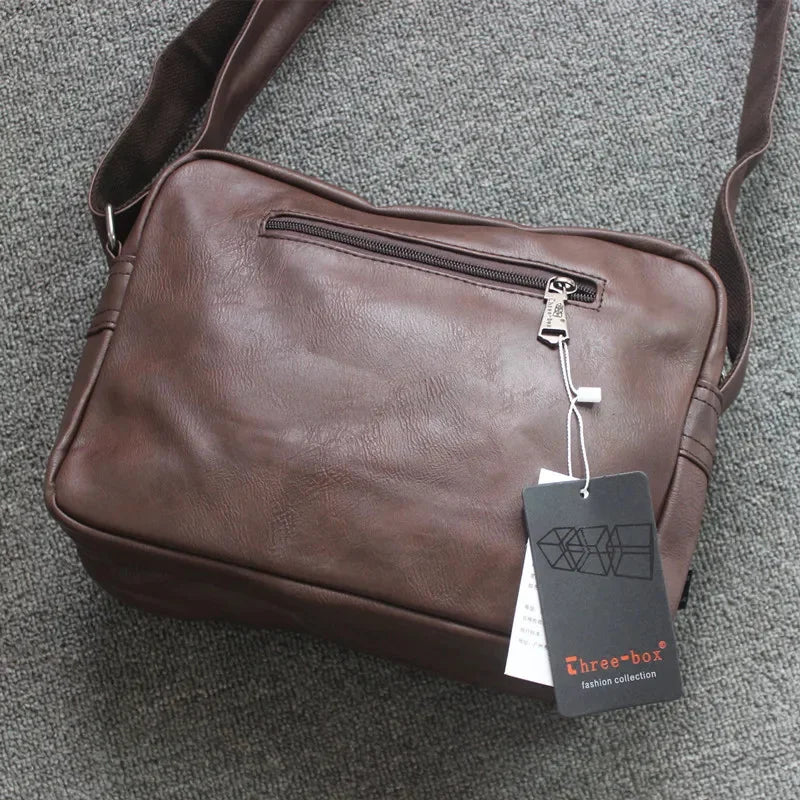 Fashion Leather Men's Shoulder Korean Style Male Crossbody Large Capacity Messenger iPad Bag Casual Man Handbag