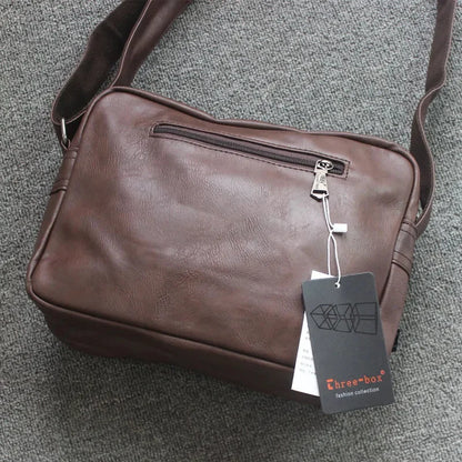 Fashion Leather Men's Shoulder Korean Style Male Crossbody Large Capacity Messenger iPad Bag Casual Man Handbag