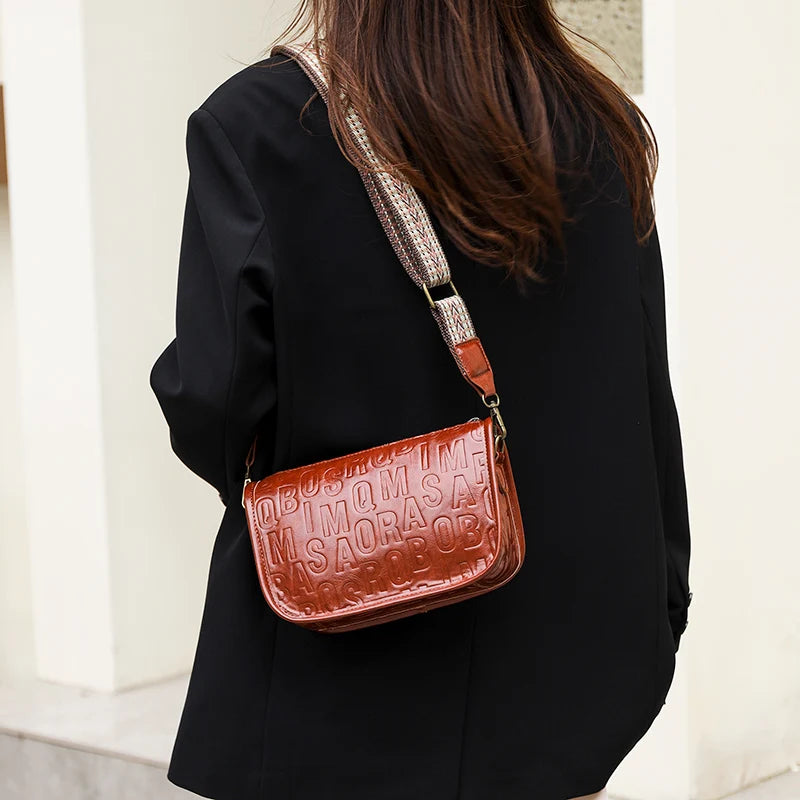 Fashion Letter Messenger Bag For Women Luxury High Quality PU Leather Ladies Handbag Crossbody Shoulder Bag Female Purse Sacs