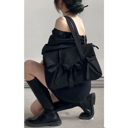 Fashion Lolita Girls Gothic Dark Laptop HandBags Briefcases Women Student School Tie Rod Strap Traveling Shoulder bags