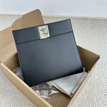 Fashion Luxury Designer Retro Metal Buckle Underarm Shoulder Bag Genuine Leather Solid Color Purses 2024 New Commuter Bolsos
