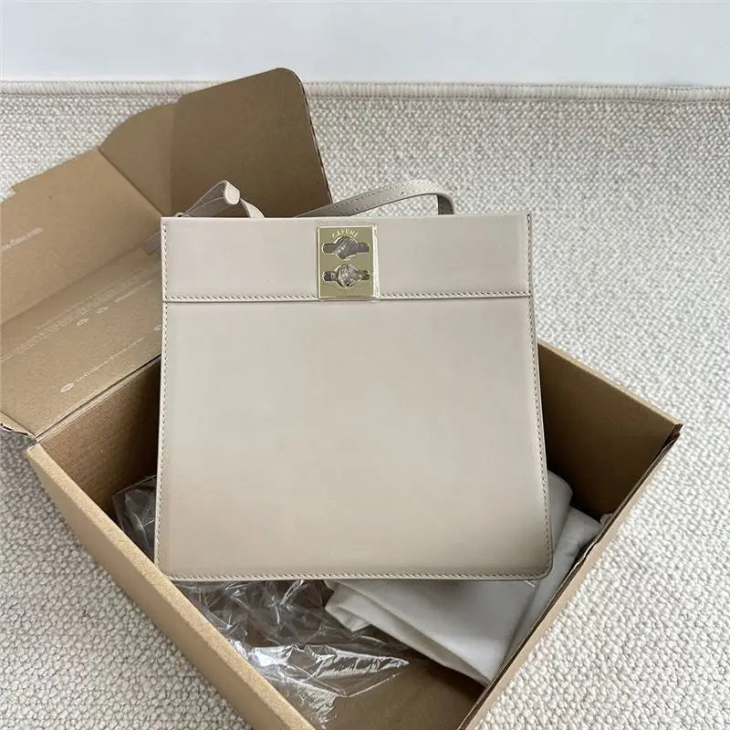 Fashion Luxury Designer Retro Metal Buckle Underarm Shoulder Bag Genuine Leather Solid Color Purses 2024 New Commuter Bolsos